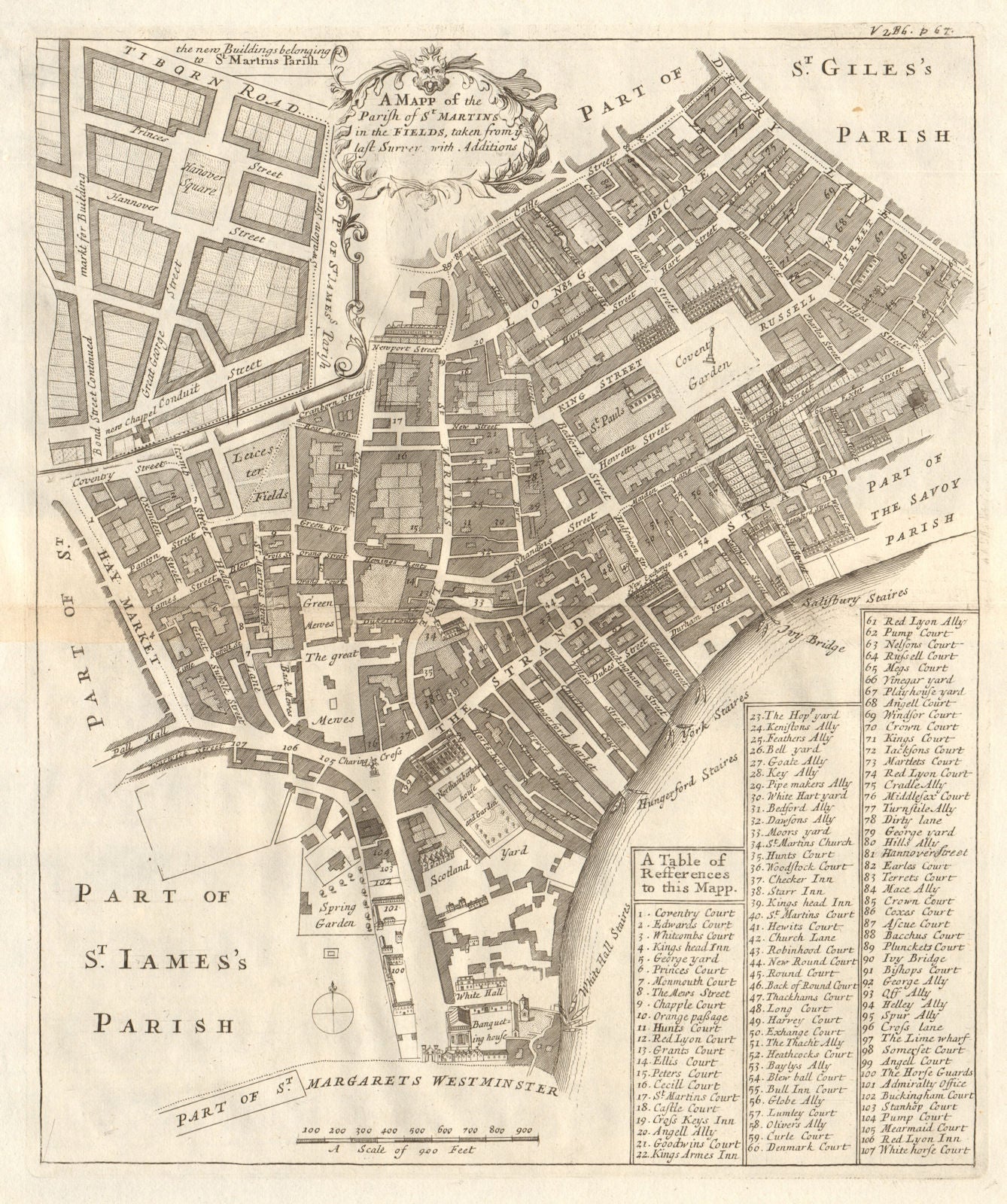 The Parish of St Martin's in the Fields. Covent Garden &c. STOW/STRYPE 1720 map